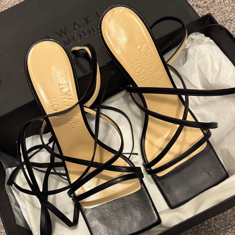 AWAKE MODE Black Strappy Women's Heels